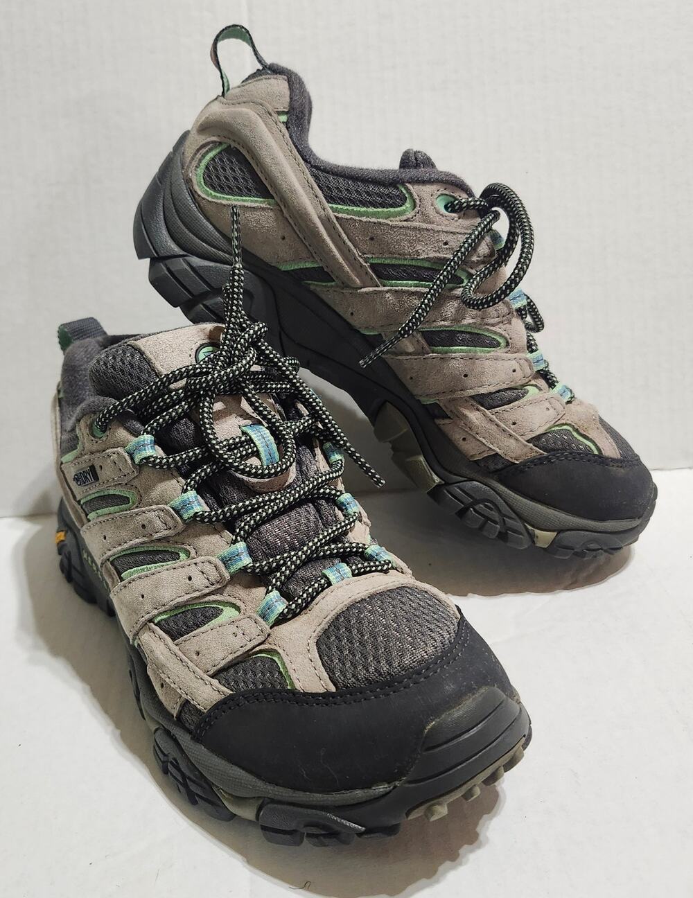 Merrell Moab 2 WP Womens 7.5 Waterproof Hiking Shoes Drizzle Mint J06028 Vibram